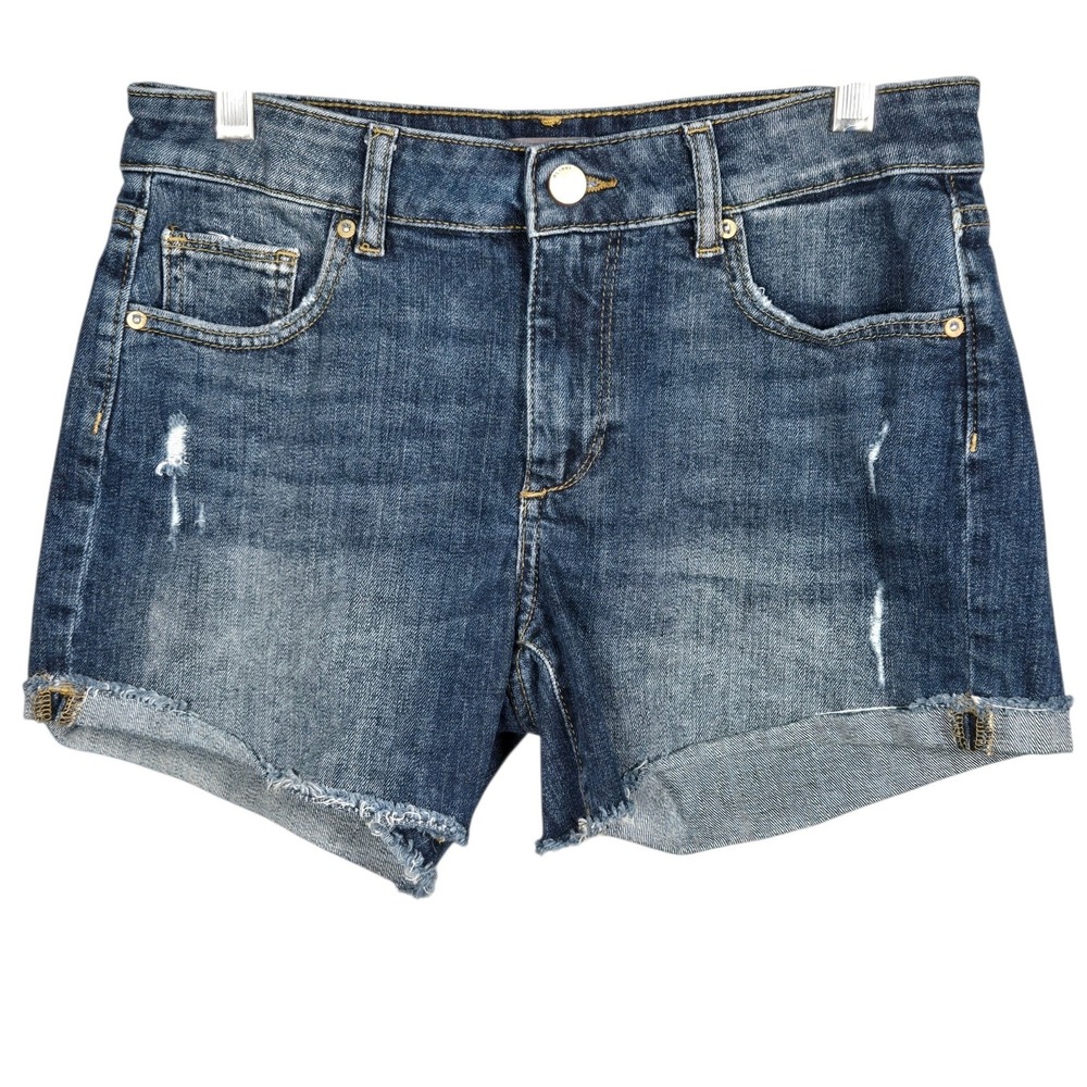 DL1961 Karlie Short Womens 26 Blue Denim Distressed Cuffed Boyfriend Shorts